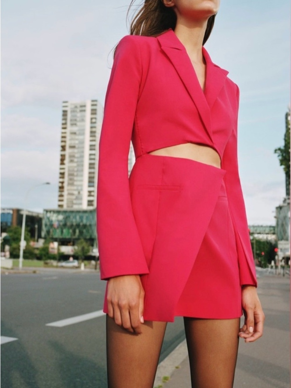 Zara pink cutout blazer dress